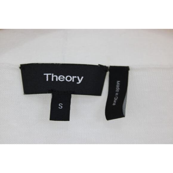 Theory Women’s Size S White Linen Viscose Knit Open Front Cardigan Duster - Picture 7 of 9